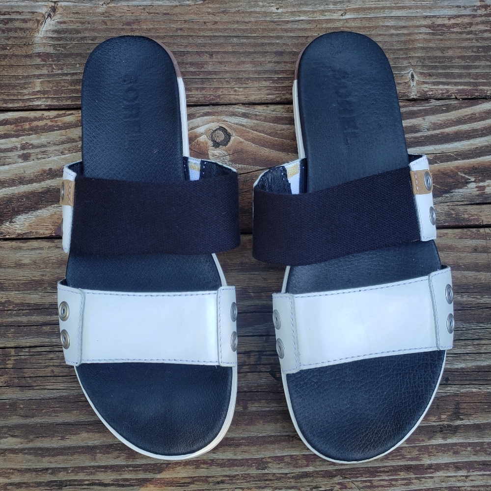 Sorel Torpedo Slide II Black and White Sandals - Size USA 8.5